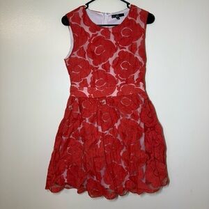 C. Luce Red Floral Sleeveless Mini Dress